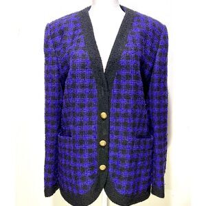 Aquascutum wool blend jacket vtge classic royal purple academy England women 12